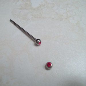 Pair of NEW  Red Crystal Gem Industrial Bar Body Piercing 14G